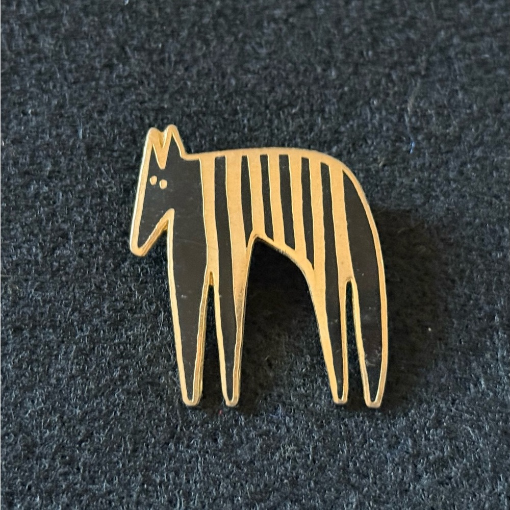 Laurel Burch Black and Gold Striped Animal Pin